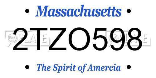 2TZO598 Massachusetts License Plate