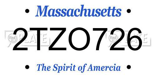 2TZO726 Massachusetts License Plate