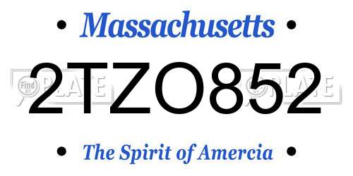 2TZO852 Massachusetts License Plate