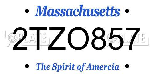 2TZO857 Massachusetts License Plate