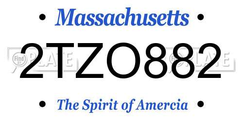 2TZO882 Massachusetts License Plate