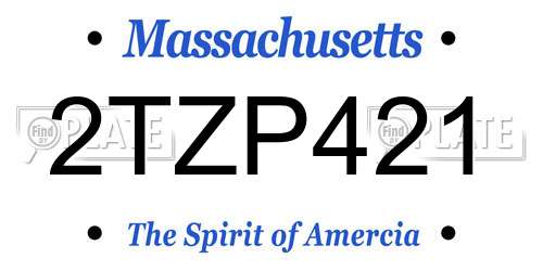 2TZP421 Massachusetts License Plate