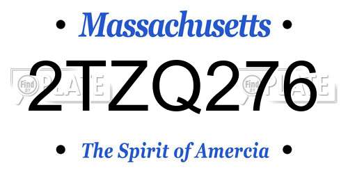 2TZQ276 Massachusetts License Plate
