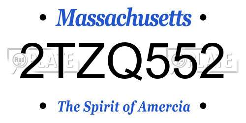 2TZQ552 Massachusetts License Plate