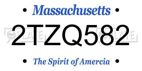 2TZQ582 Massachusetts License Plate