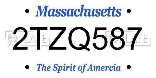 2TZQ587 Massachusetts License Plate