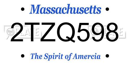 2TZQ598 Massachusetts License Plate