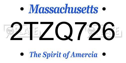 2TZQ726 Massachusetts License Plate