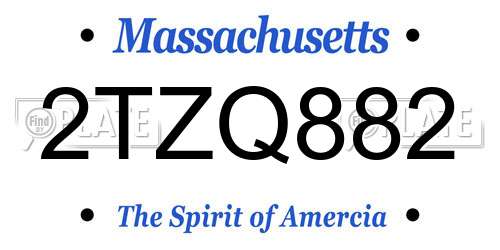 2TZQ882 Massachusetts License Plate