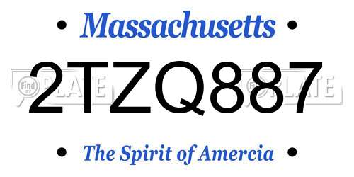 2TZQ887 Massachusetts License Plate