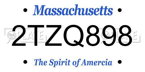 2TZQ898 Massachusetts License Plate