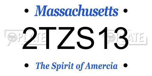 2TZS13 Massachusetts License Plate