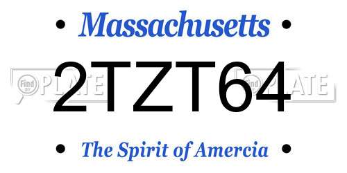 2TZT64 Massachusetts License Plate
