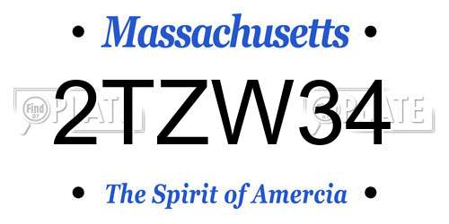 2TZW34 Massachusetts License Plate