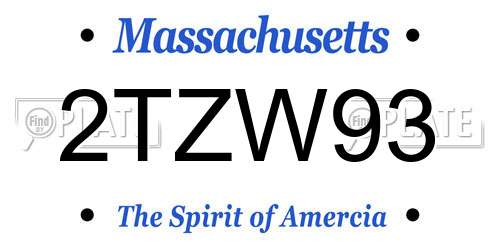 2TZW93 Massachusetts License Plate