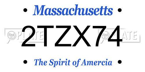 2TZX74 Massachusetts License Plate