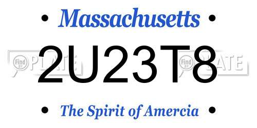 2U23T8 Massachusetts License Plate