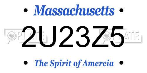 2U23Z5 Massachusetts License Plate