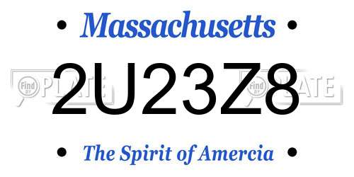 2U23Z8 Massachusetts License Plate