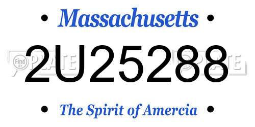 2U25288 Massachusetts License Plate
