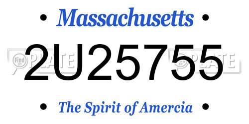 2U25755 Massachusetts License Plate