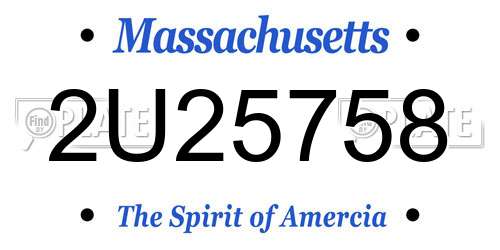 2U25758 Massachusetts License Plate