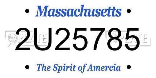 2U25785 Massachusetts License Plate