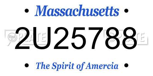 2U25788 Massachusetts License Plate
