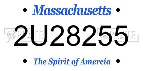 2U28255 Massachusetts License Plate
