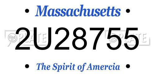 2U28755 Massachusetts License Plate