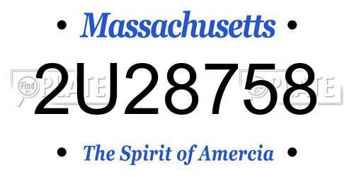 2U28758 Massachusetts License Plate