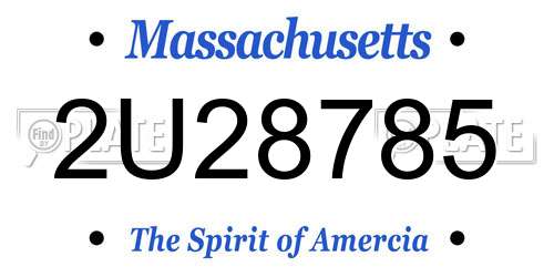 2U28785 Massachusetts License Plate