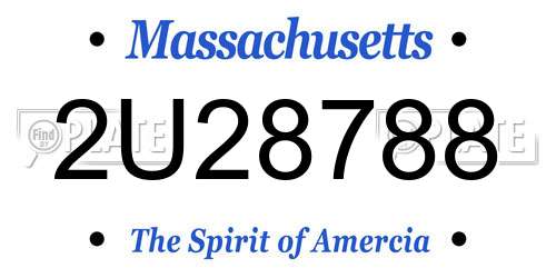 2U28788 Massachusetts License Plate