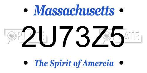 2U73Z5 Massachusetts License Plate