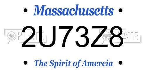 2U73Z8 Massachusetts License Plate