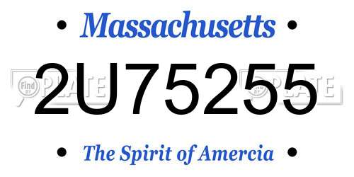 2U75255 Massachusetts License Plate