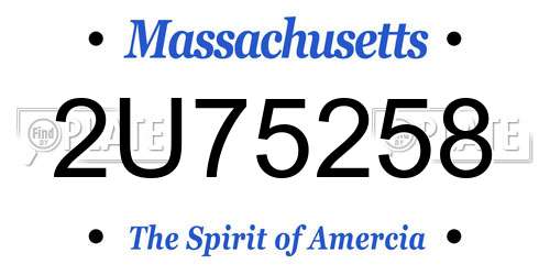 2U75258 Massachusetts License Plate