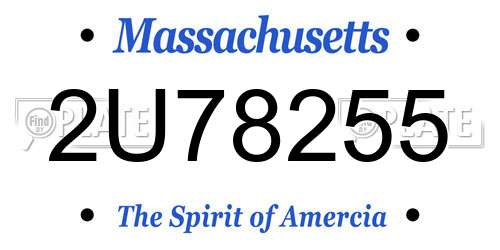 2U78255 Massachusetts License Plate