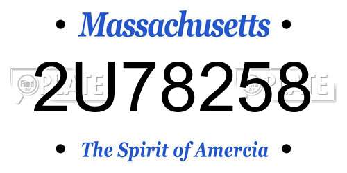 2U78258 Massachusetts License Plate