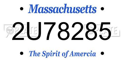 2U78285 Massachusetts License Plate