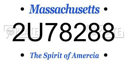 2U78288 Massachusetts License Plate