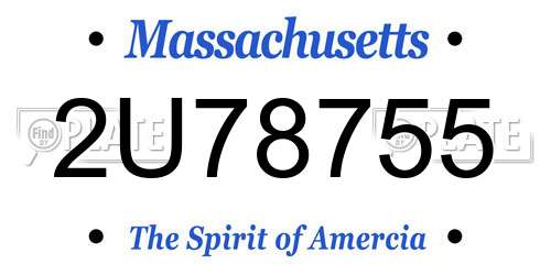 2U78755 Massachusetts License Plate