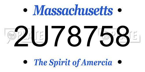 2U78758 Massachusetts License Plate