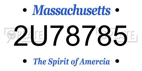 2U78785 Massachusetts License Plate