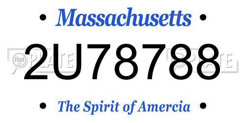 2U78788 Massachusetts License Plate