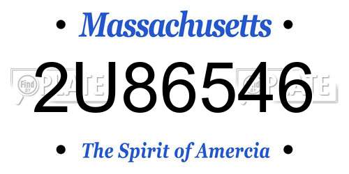 2U86546 Massachusetts License Plate