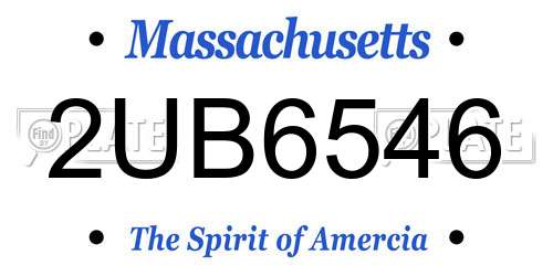 2UB6546 Massachusetts License Plate