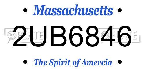 2UB6846 Massachusetts License Plate
