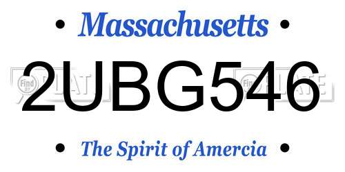 2UBG546 Massachusetts License Plate