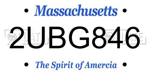 2UBG846 Massachusetts License Plate